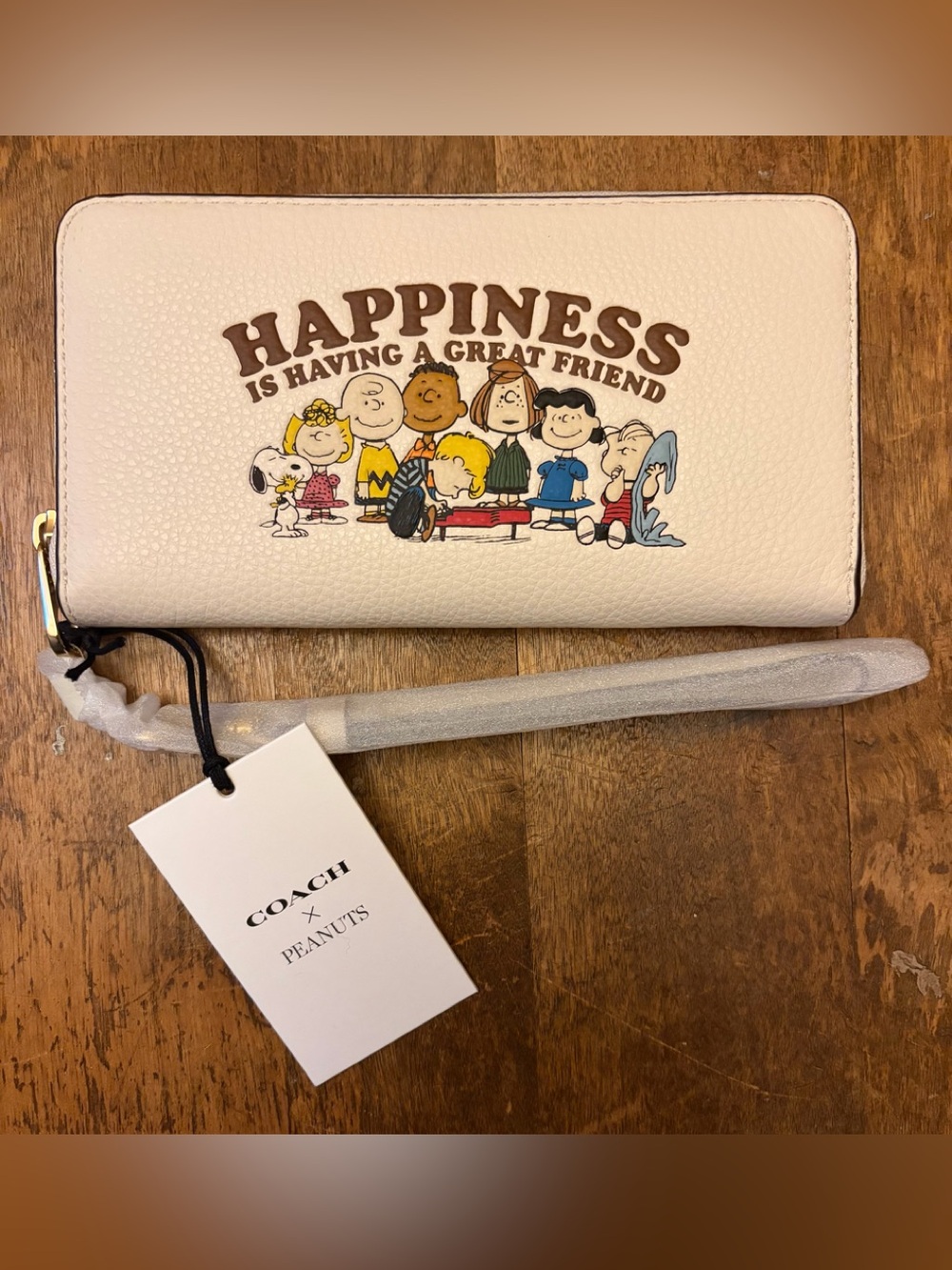 COACH x PEANUTS Long Zip Around Wallet Snoopy and Friends CBN35 Chalk Franklin